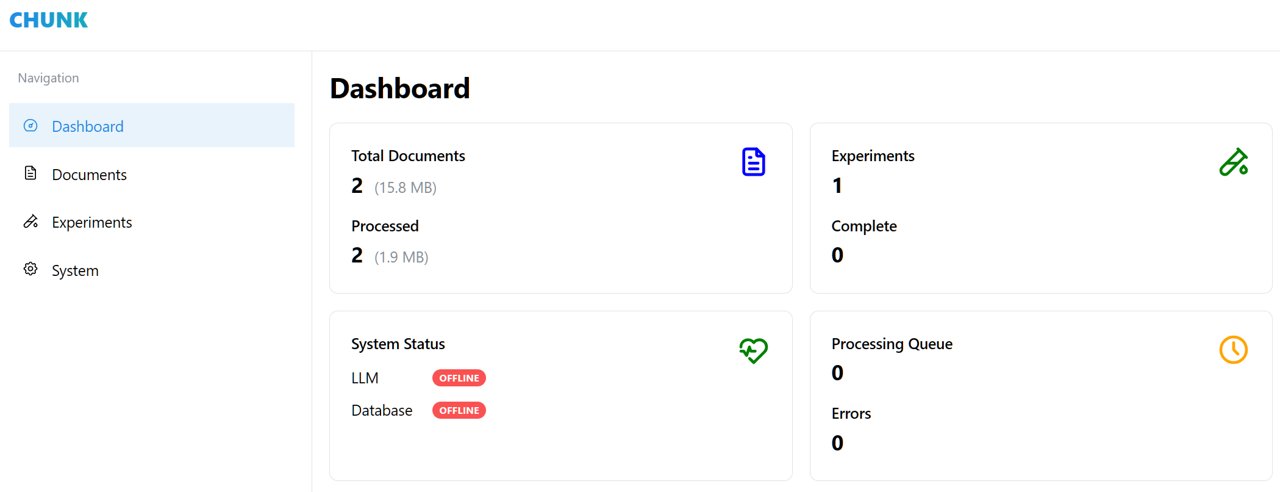 Chunk dashboard Chunk dashboard